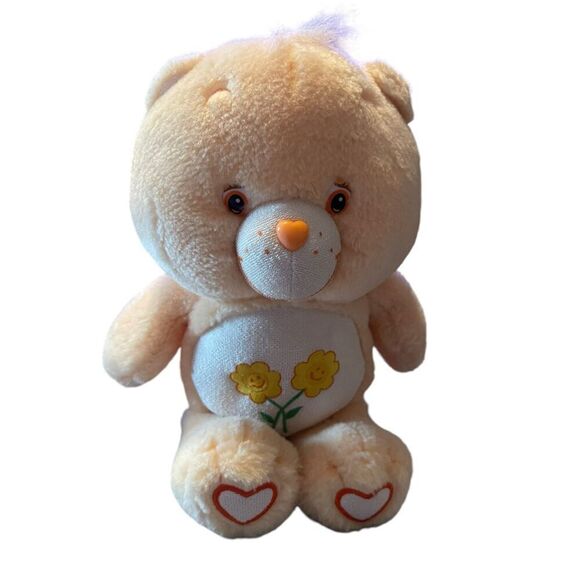 Care Bears Toy Kids Peach Floral Embroidered Friend Bear Plush Stuffed Animal - Picture 1 of 10